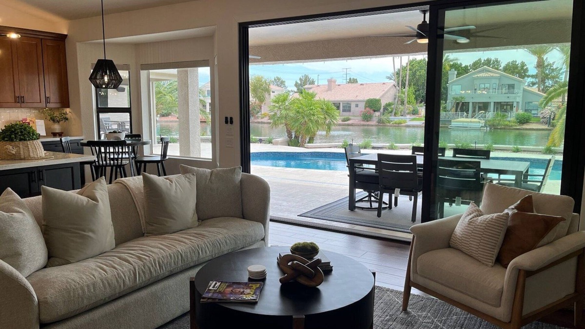 Crystal Shores House | IMPRESSIVE Val Vista Lake front w/VIEW: Heated Pool, Patio TV, Fishing