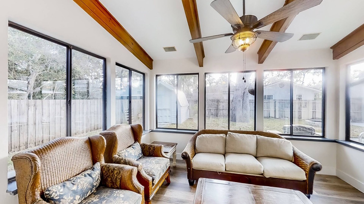 St. Augustine South House | Inviting home with pool, full kitchen, enclosed yard, firepit, central AC, & W/D