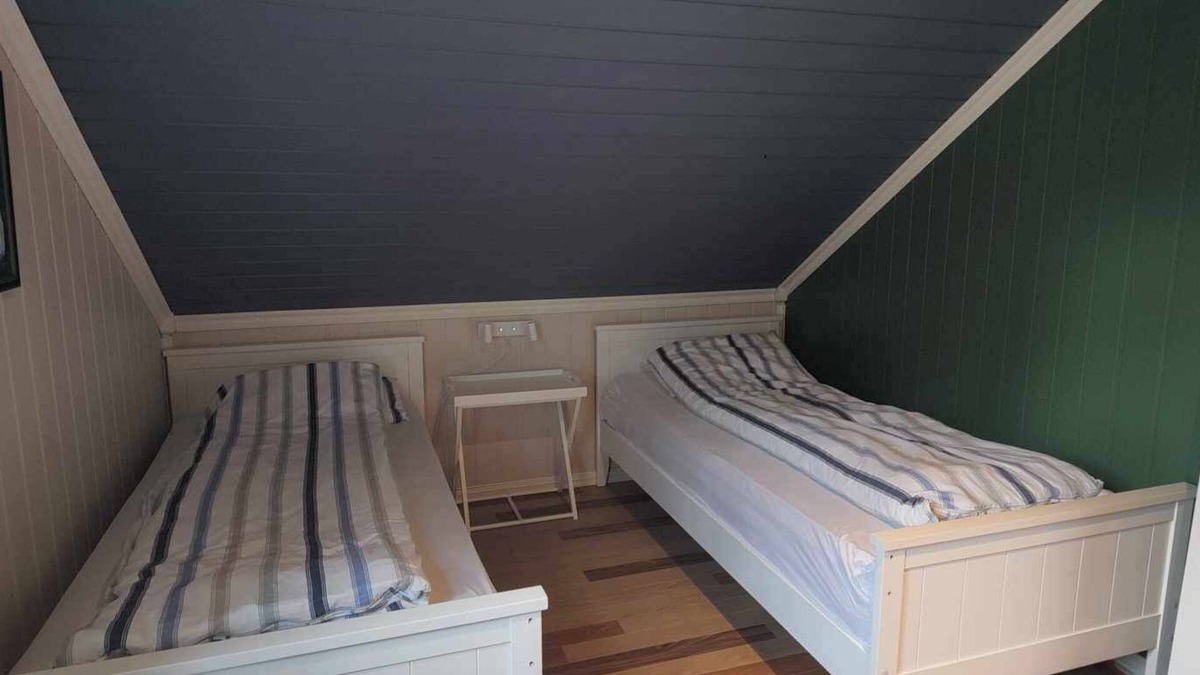 Sarpsborg House | Island house room Shared entrance with hosts Two single beds + sofa bed Small kitchen