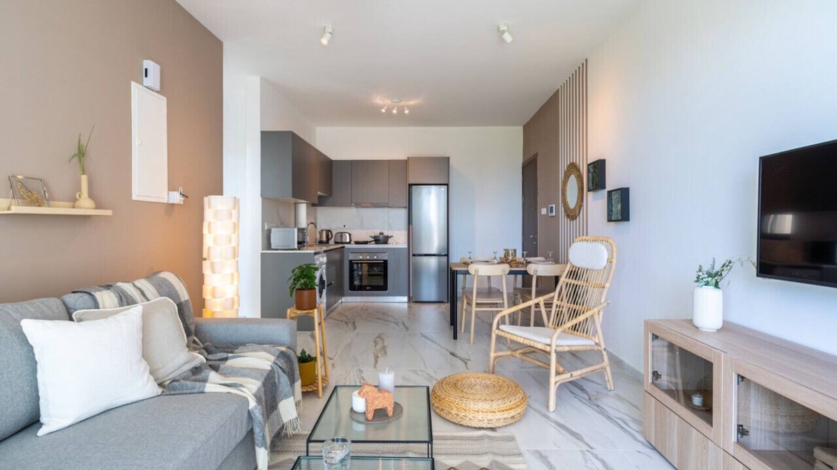 Larnaca Apartment | Ivory 1-Bedroom Apartment in Aradipou