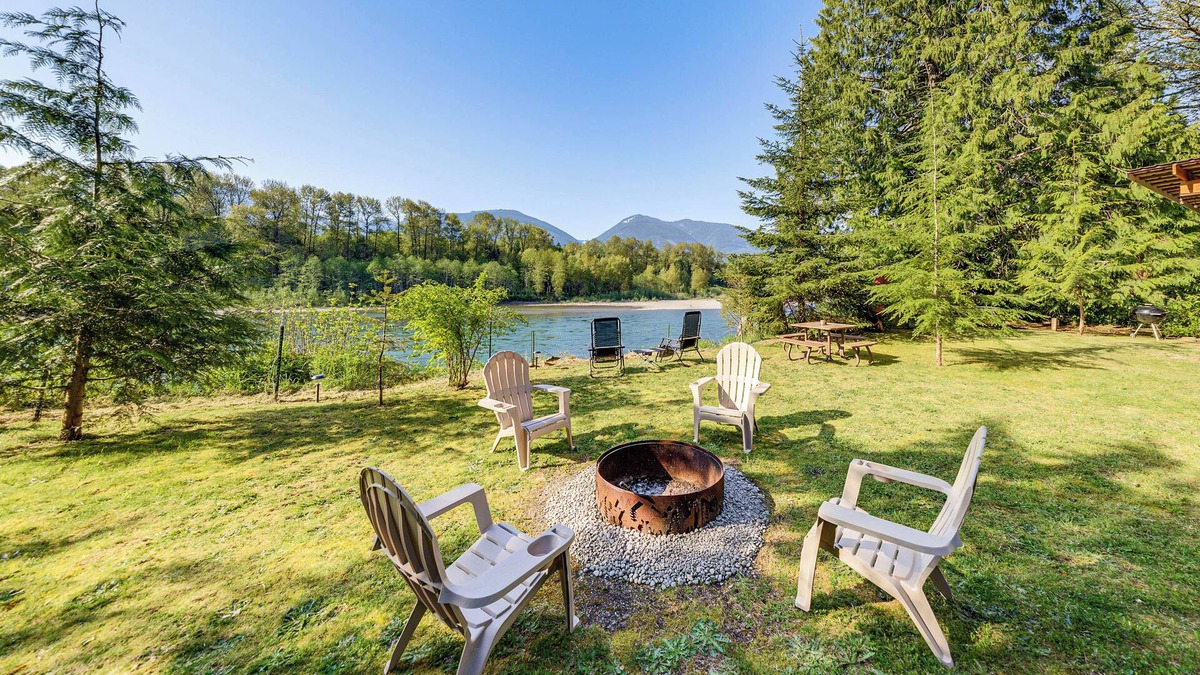 Concrete House | Jay's Salmon Run RetreatnBreathtaking Riverfront Views-Hot Tub, Firepit, Pinball