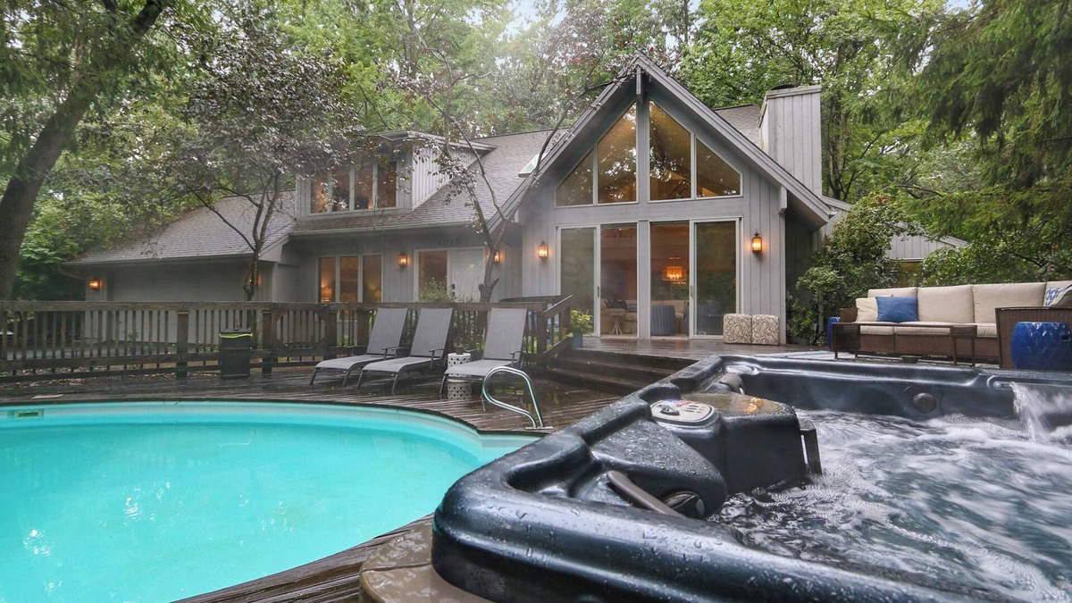 Michiana House | Juniper Presents: Treehouse Oasis w/Pool, Hot Tub, Fire Pit + Walk to Beach
