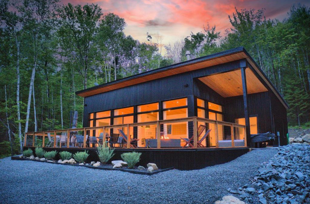 Lac-Superieur Ski Chalet | KALLM-Mont-Tremblant chalet with hot tub, pond & beach on private 7acre estate