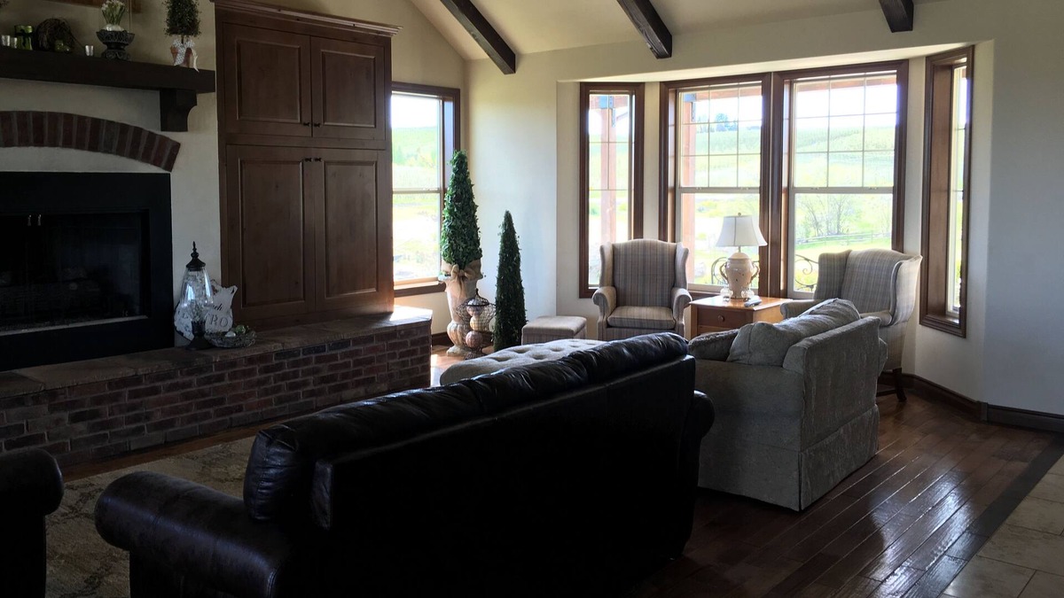 Yakima House | King bed in a room with a full bath in our home; a country setting with a view.