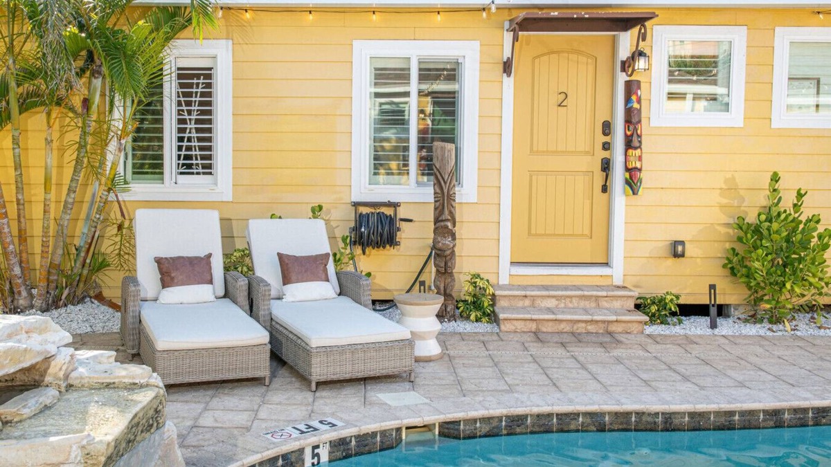 Madeira Beach Cabin | King Bed, Step to Madeira Beach, Heated Pool, Private