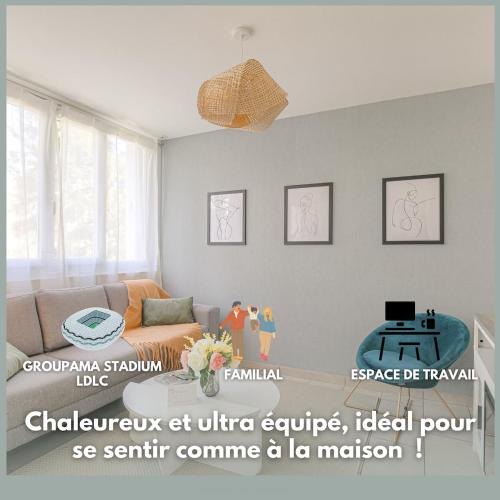 Decines-Charpieu Apartment | L'Escapade Stadium - T4 familial climatisé