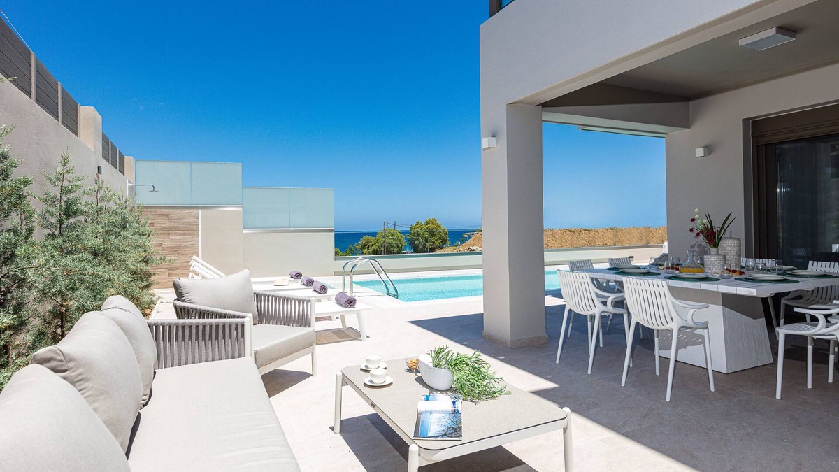 Panormos Villa | Lagoon Seaside Villa, Walking distance to the beach & shops!Car Free holiday!