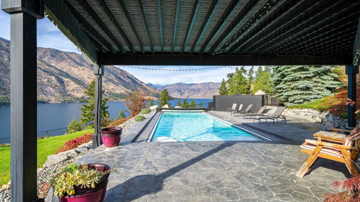 Manson House | Lake Chelan View Home with pool, hot tub & yard!