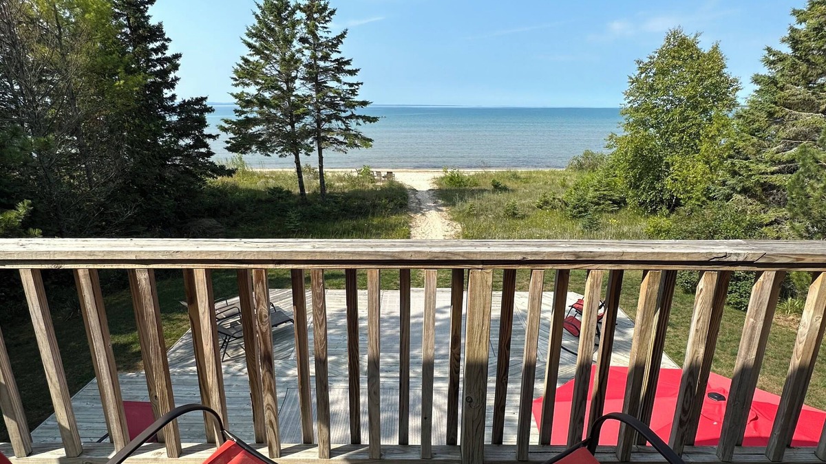 St Ignace House | Lake Michigan Beach House with Panoramic Views Near Mackinac Bridge
