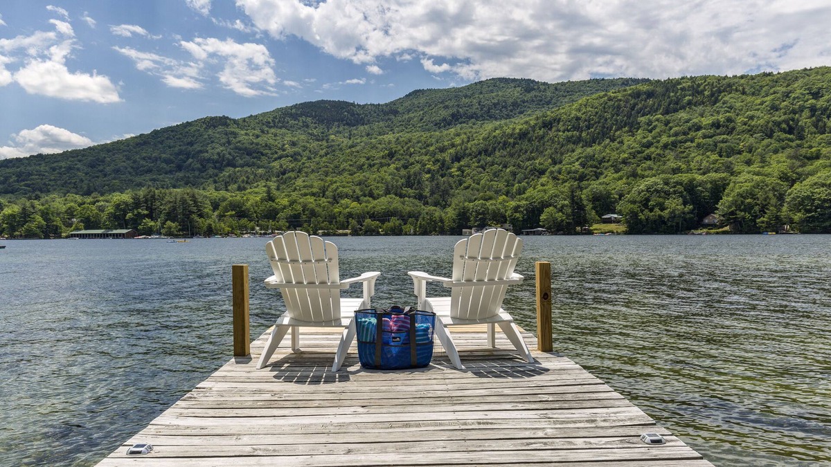 Newbury House | Lake Sunapee waterfront w/sandy bottom & private dock w/mountain views
