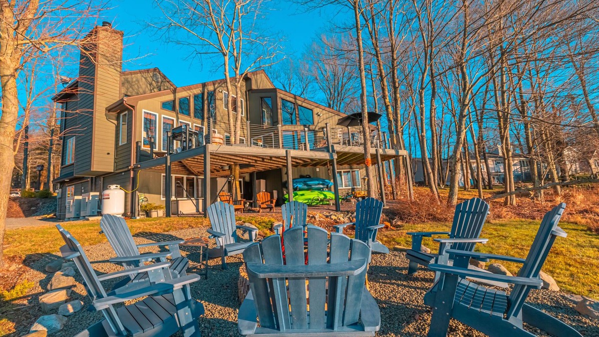 Gouldsboro House | Lake views from every room! West End Pond has hot tub/game room/fireplace/kayaks