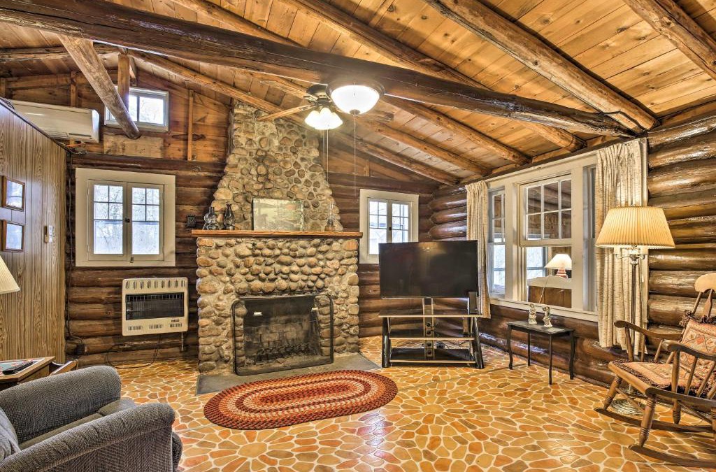 Rice Lake House | Lakefront 1930s Log Cabin with Dock and Fire Pit!