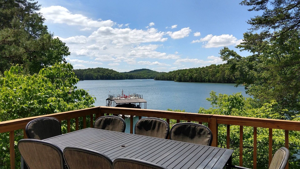 Morganton Cabin | Lakefront Cabin - Dock, Kayaks, Hot Tub, Game room, 2 King Beds