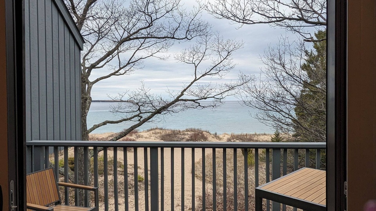 Maple City Condo | Lakefront condo on Lake Michigan. Fireplace. Beautiful resort setting.