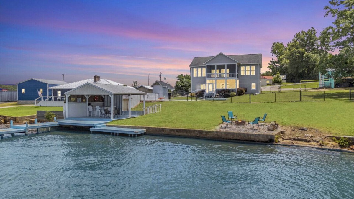 Waterloo House | Lakefront Getaway | Dock, Pool, Sunset, Games