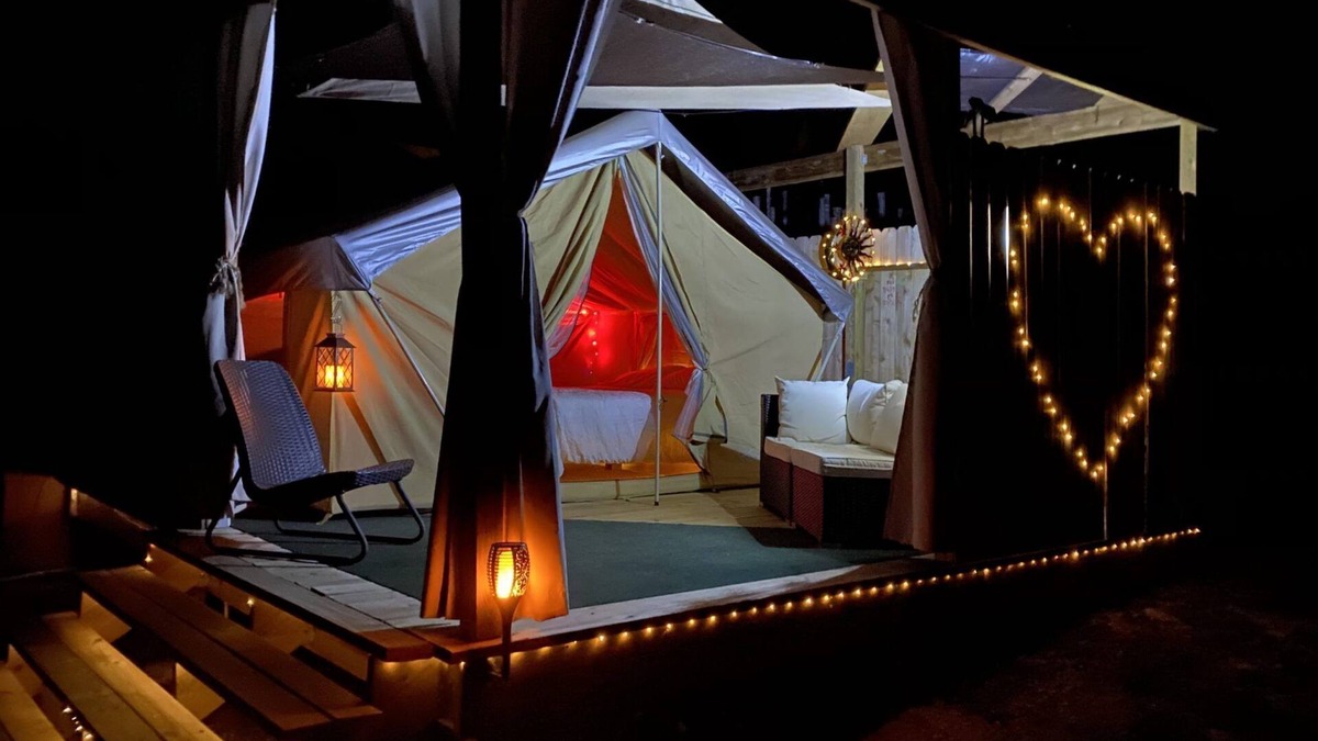 Mouth Of Pedernales Bed & Breakfast | Lakefront Glamping Tent on a Magical Retreat Property