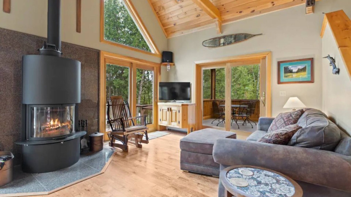 Indian Lake House | Lakefront home on Lake Abanakee with great views, cozy living room, pet friendly