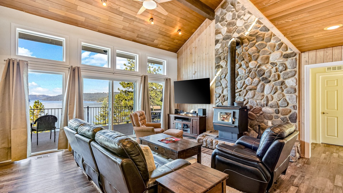 Worley House | Lakefront home on Lake Coeur d'Alene w/tram, dock, kayaks, SUPs & decks