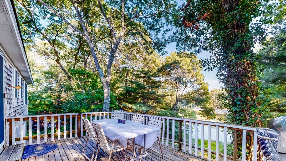 Cataumet House | Lakefront home with deck, grill, firepit & washer/dryer