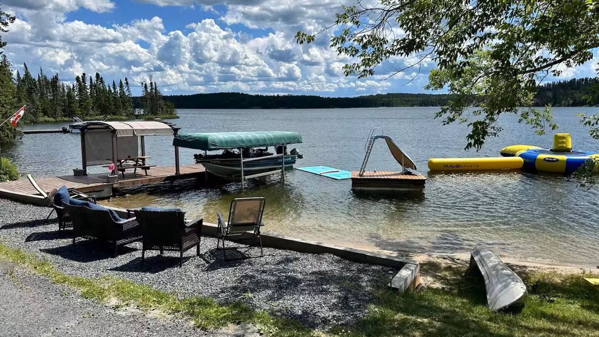 Northern Ontario Cabin | Lakefront Log Cabin w/Private Beach, Floating Water Park, Dock & Firepit