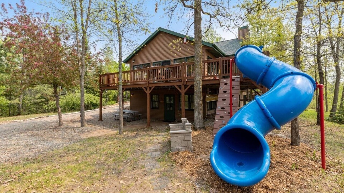 Nevis Cabin | Lakefront retreat on Island Lake. Two cabins, 7 bedrooms, sand beach, privacy+