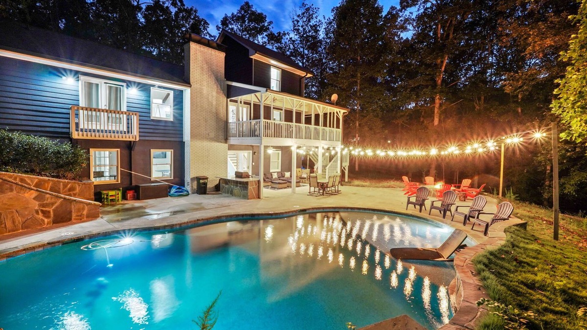 Flowery Branch House | Lakefront, Saltwater Pool, Backyard Oasis, Private Dock, Home Gym