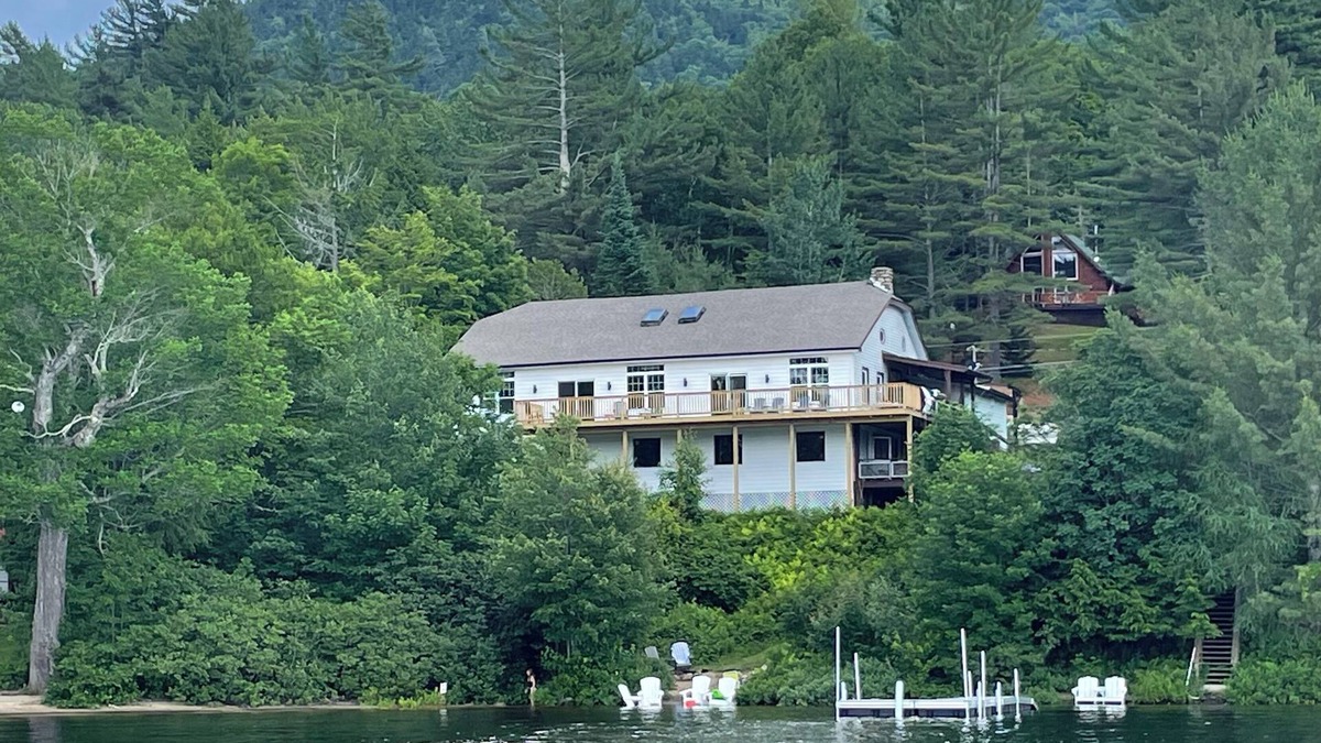 Long Lake Cabin | Lakeside Lodge- Wraparound Deck & Private Sandy Beach with Floating Dock