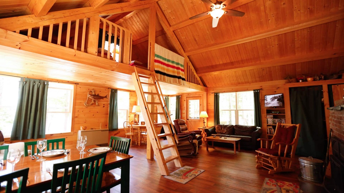 Ellsworth Cabin | Lakeside Pine Cone Cabin 30' private beach & dock, Fireplace , Kayaks, Canoe