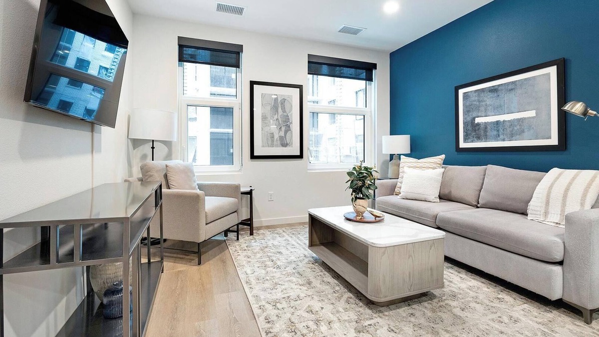 Civic Center Apartment | Landing | Chic 1BD, Rooftop Lounge, Gym