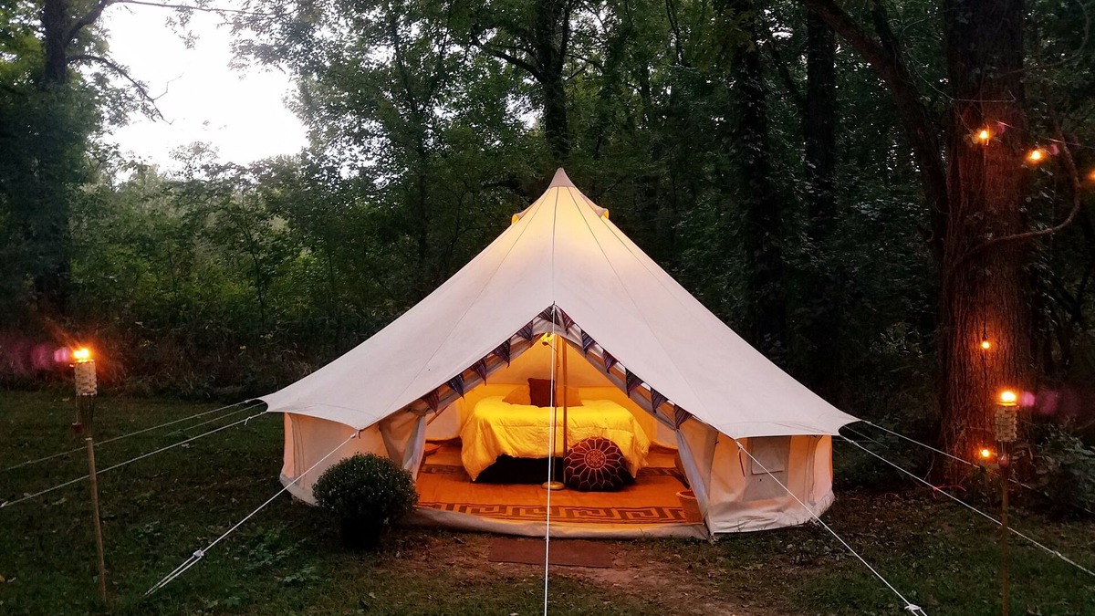 Carroll County RV Rental | Large Bell Tent on the Kings River!