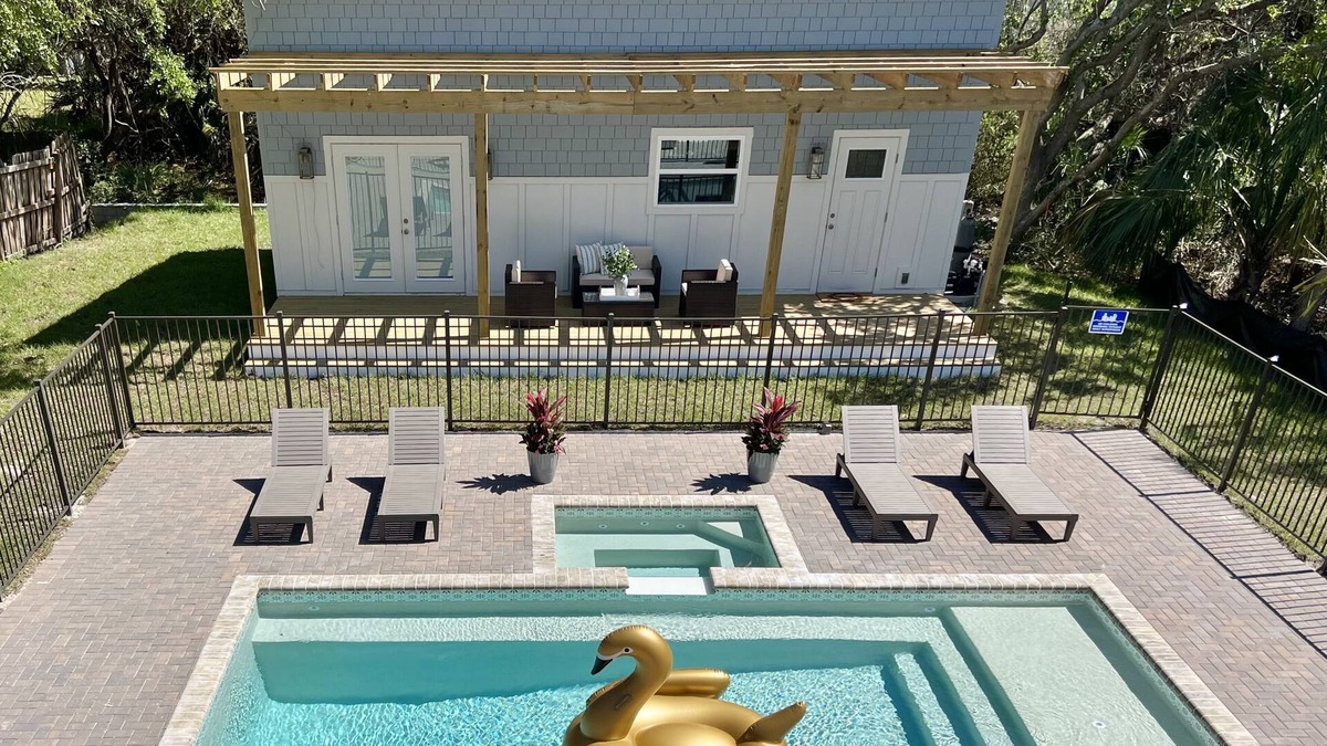 Vilano Beach House | Large Group-Friendly Beach Villa with Heated Pool, Hot Tub & Private Pool House
