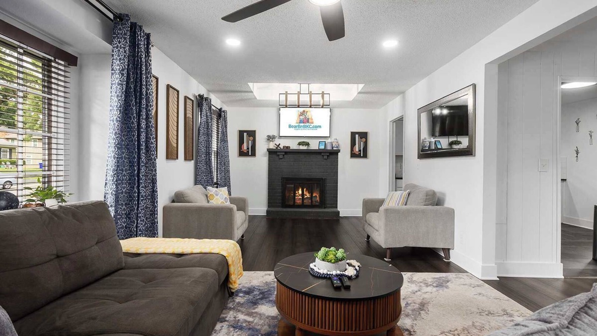 Lenexa House | Large Home Fenced Yard King Beds Arcade
