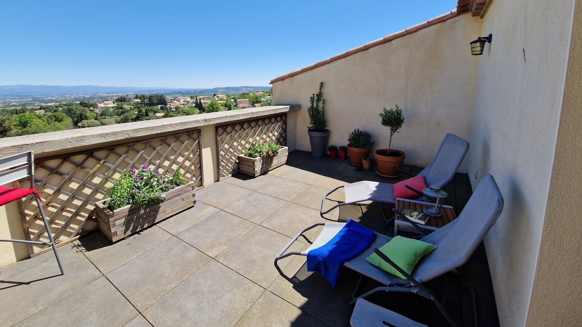 Roullens House | Large House with terrace - view of the City of Carcassonne