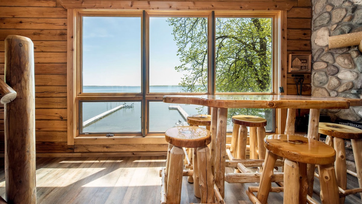 Miltona Cabin | Large Log Cabin: SUPERHOSTS, Lake, Pets Ok, Sandy Beach, Sauna, Game room