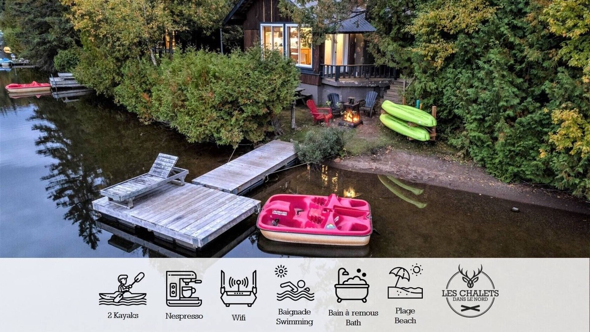 Sainte-Lucie-des-Laurentides Ski Chalet | ☀️ Le1617 - Private dock, Lake- Chalets in the north ☀️