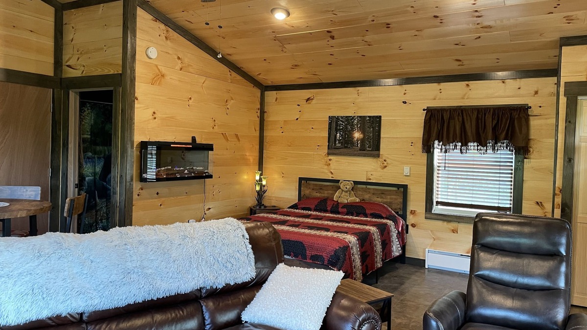 Large Cabin | LILY PAD: Cozy Cabin with Unique Charm overlooking small pond on our property.