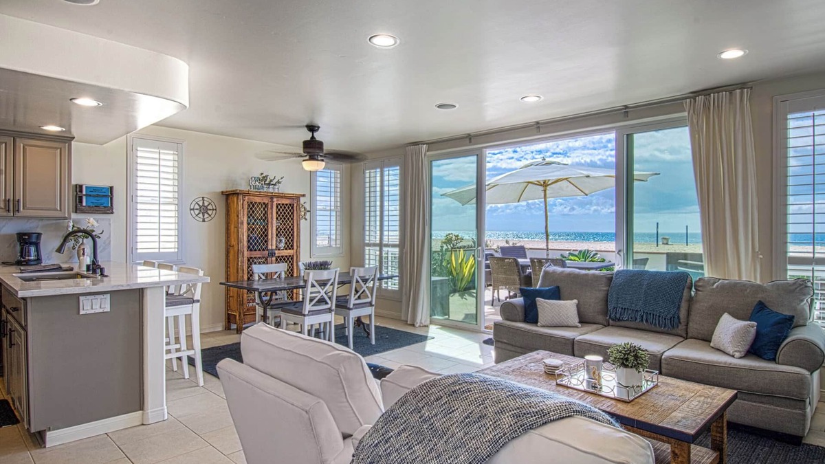 Santa Ana Heights Condo | Lovely lower unit with spectacular oversized patio right on the sand!
