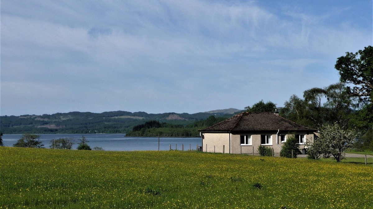 Dalmally Cottage | Lovely view over Loch Awe, hills and fields - Waterfall nearby - south facing