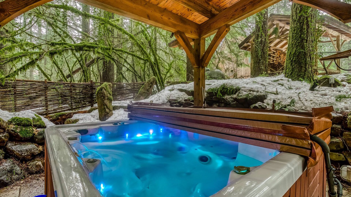Rhododendron House | Luxe compound with private sauna, hot tub, rec house & fireplace