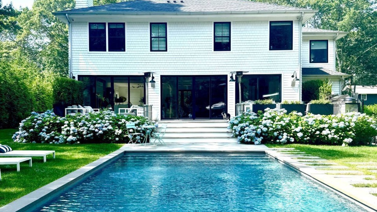 Noyack House | Luxe Summer House Rental w/Heated Saltwater Pool; Walk to Beach and Golf.