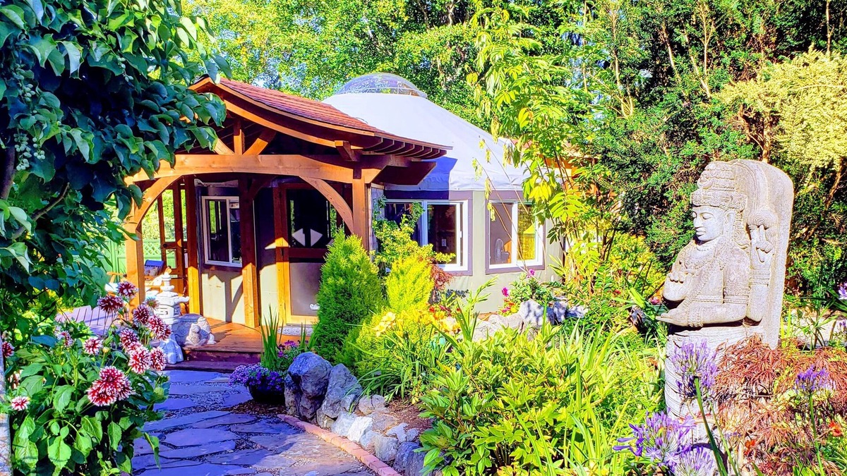 Port Hadlock Cottage | Luxurious Yurt, magical gardens, heated floor, 6ft bathtub. Windows to beauty!