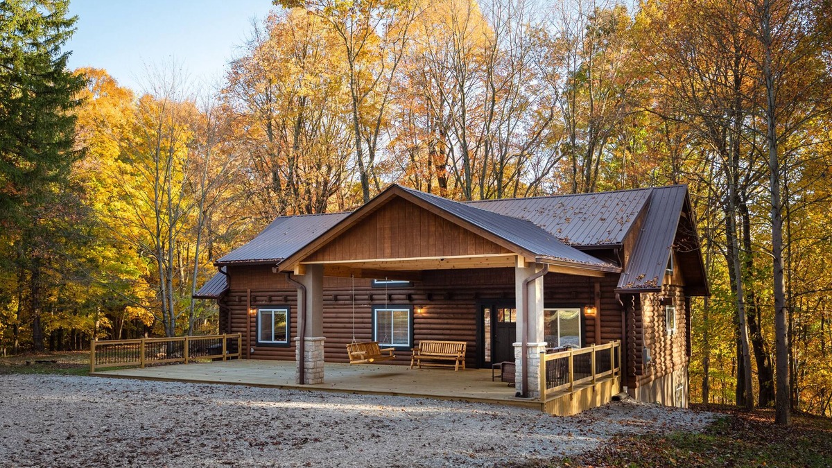 Nashport Cabin | Luxury, brand new, secluded log Cabin incredible private forest view, trails.