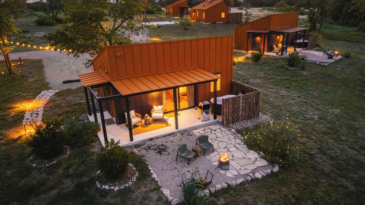 Stonewall Cabin | Luxury cabin in the center of the Texas Wine Country; large private porch w/hot tub, gas grill and fire pit; pet friendly