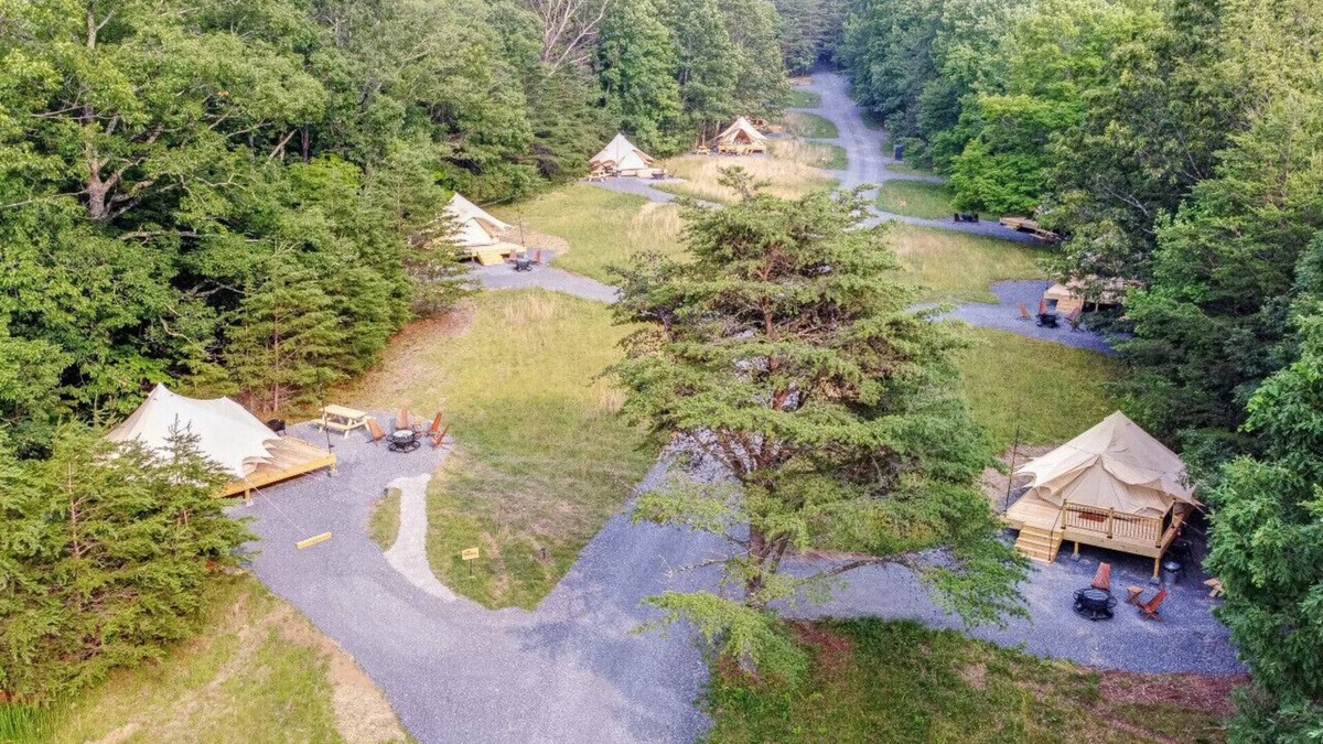 Great Cacapon RV Rental | Luxury Camping with King Bed - Cacapon Tent
