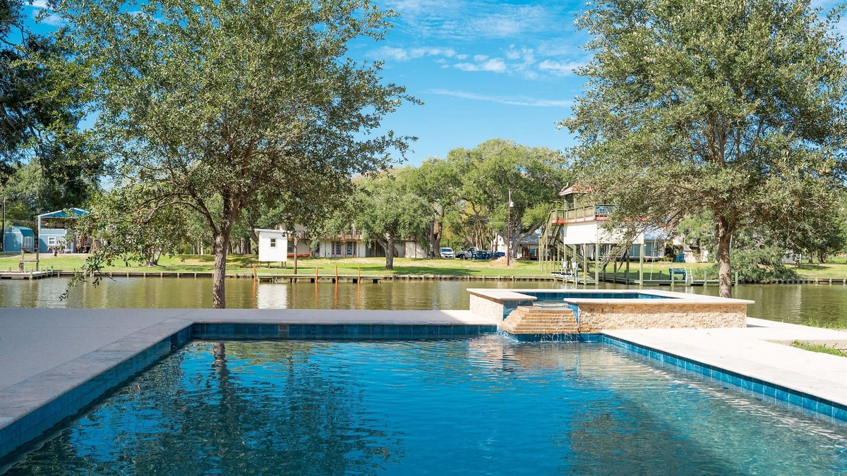 Cedar Lane House | Luxury Home on Caney Creek w/Pool & Hot Tub!