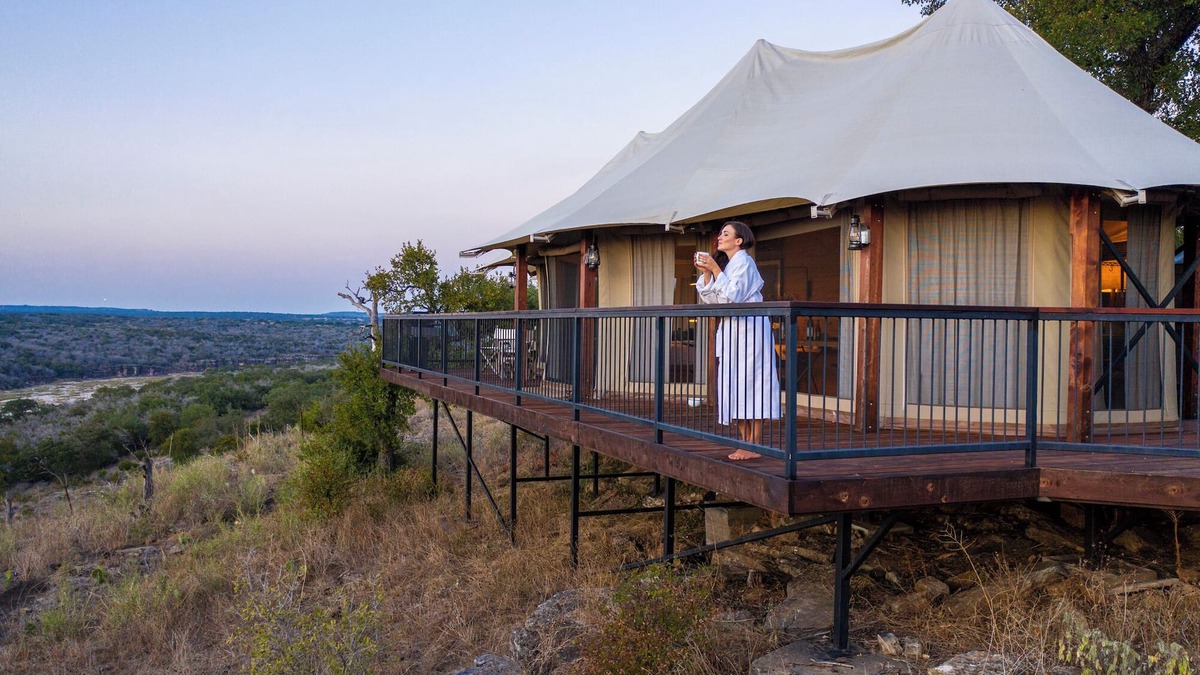 Johnson City RV Rental | Luxury Safari Tents on 96 acres in the Texas Hill Country