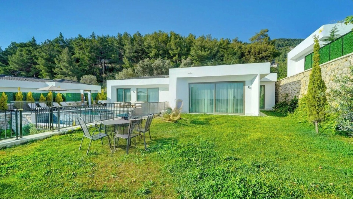Kas Ski Chalet | Luxury sea view hillside villa with a pool, indoor jacuzzi.