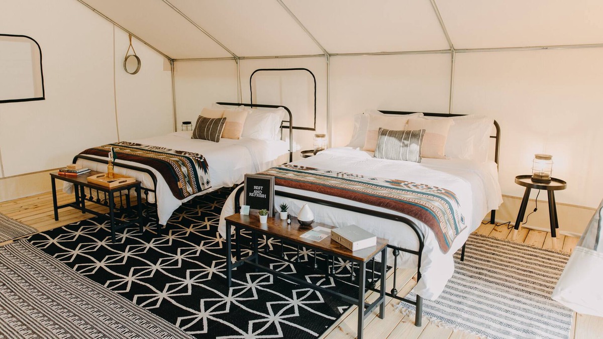 Delta RV Rental | Luxury Spacious Glampsite with VIEWS of Cheaha State Park, Pet Friendly!