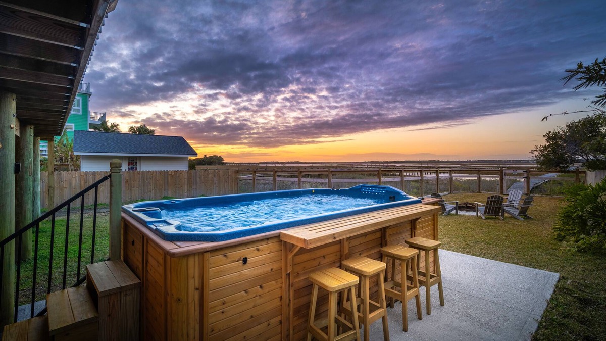 Folly Beach House | Luxury Swim Spa! Pet friendly, Private Dock, Marsh & River Views
