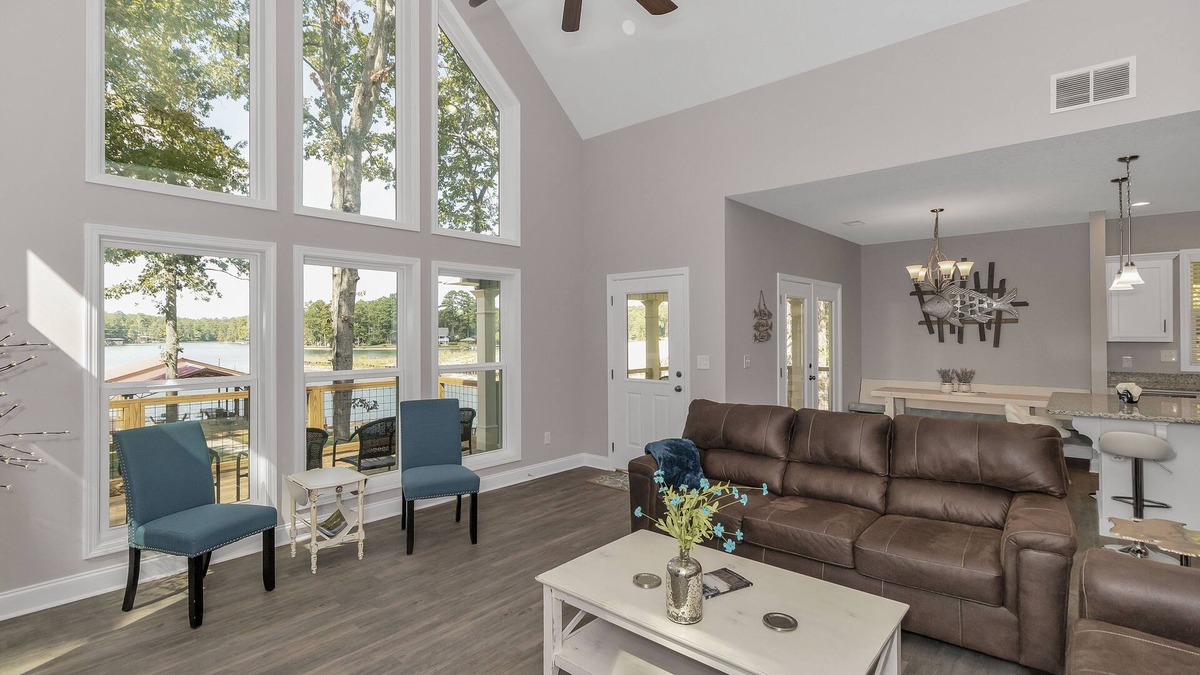 Dadeville House | Majestic Lakefront Home Awesome boathouse, Sandy beach, Decks, Amenities galore!